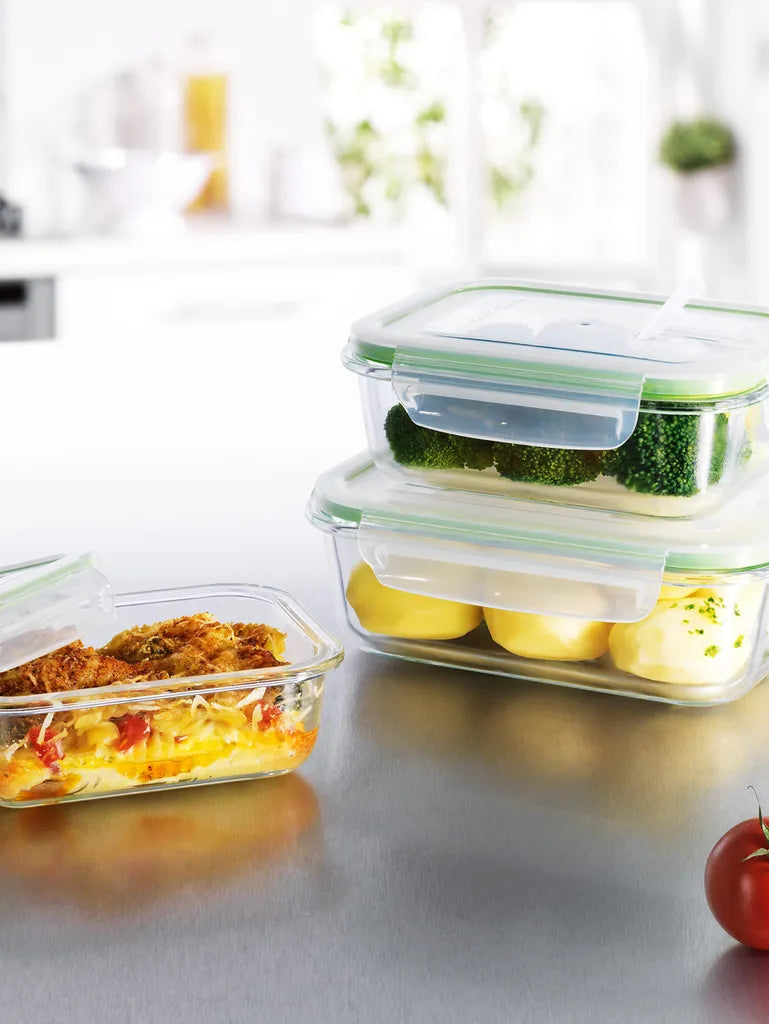  Glas Frischhaltedosen 3er Set Klick-It Gefrierdosen Lunchbox Brotdose Mikrowelle