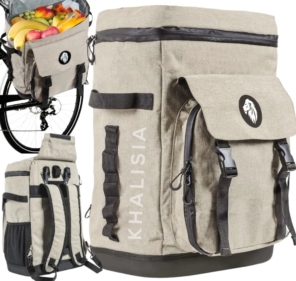 KHALISIA Kühltasche - Fahrradtasche Für Gepäckträger - Einsetzbar Als Gepäckträgertasche - Fahrrad Rucksack - Picknicktasche - Lunchtasche - Thermotasche Hält Kalt & Warm