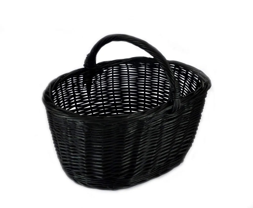  MyBer Einkaufskorb Weidenkorb Flaschenkorb Geschenkkorb Geflochten Schwarz BTH 46/33/25-34cm Stabiler Tragekorb Aus Weide K1-113-S-SBWW