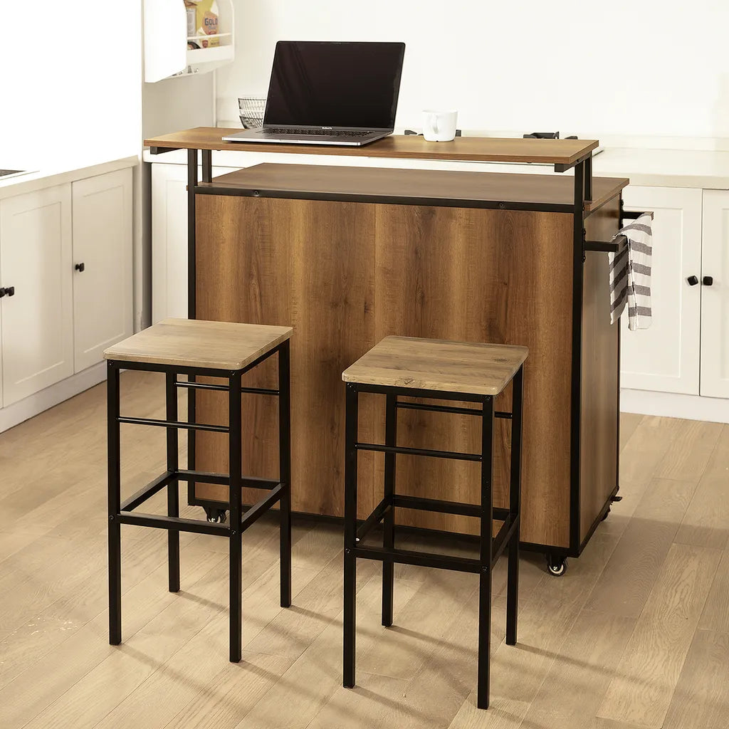  SoBuy KNL02-PF Design Küchenwagen Mit Arbeitsplatte Kücheninsel Küchenschrank Sideboard Auf Rollen Küchentrolley Vintage BHT Ca.: 113x106x69cm