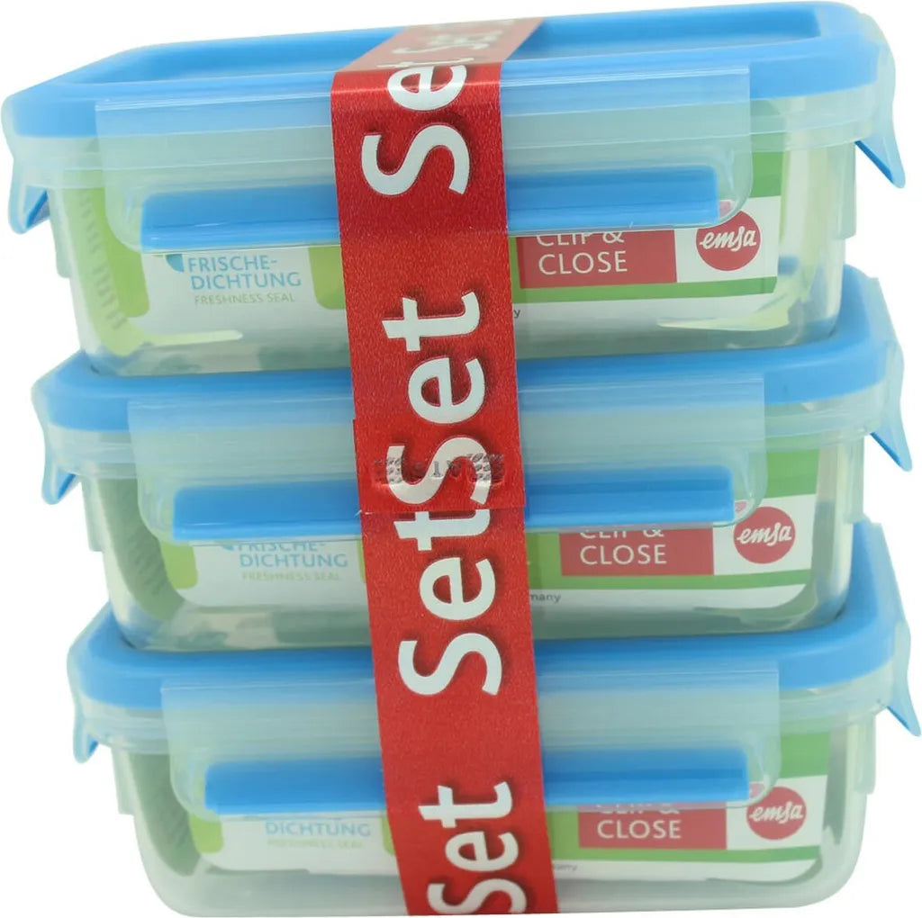  Emsa Clip & Close Frischhaltedosen 3er-Set á 0,55 L, Blau