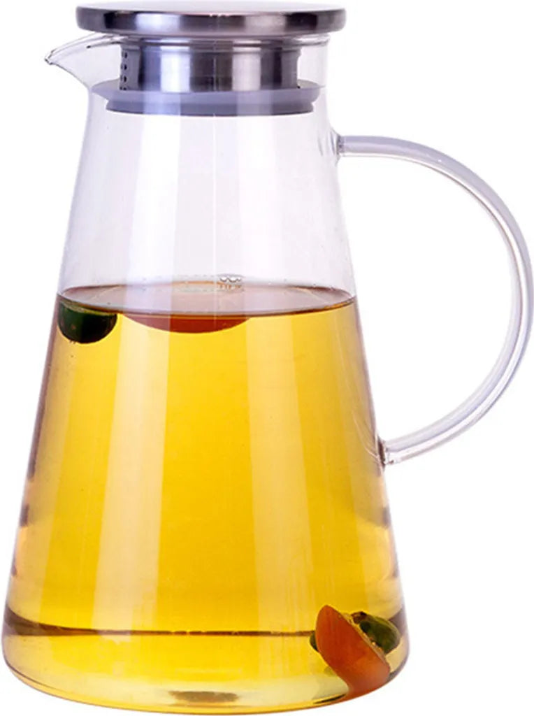  Glaskrug 2 Liter Karaffe Trinkflasche Aus Borosilikatglas Mit Deckel