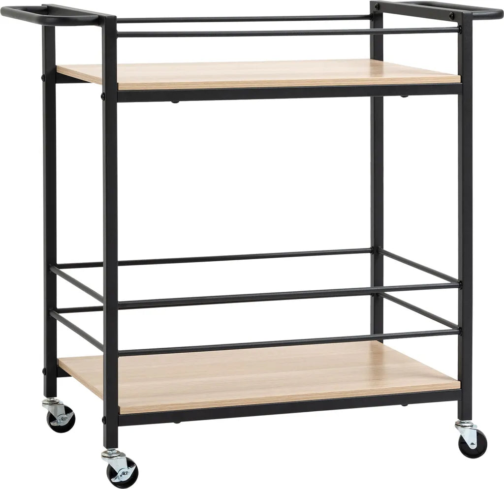  HOMCOM Küchenwagen Servierwagen Aufbewahrungswagen Beistellwagen Mit 2 Ebenen Und Griff Rollenwagen Für Küche Esszimmer Belastbarkeit 60 Kg Spanplatte 82 X 40 X 75 Cm