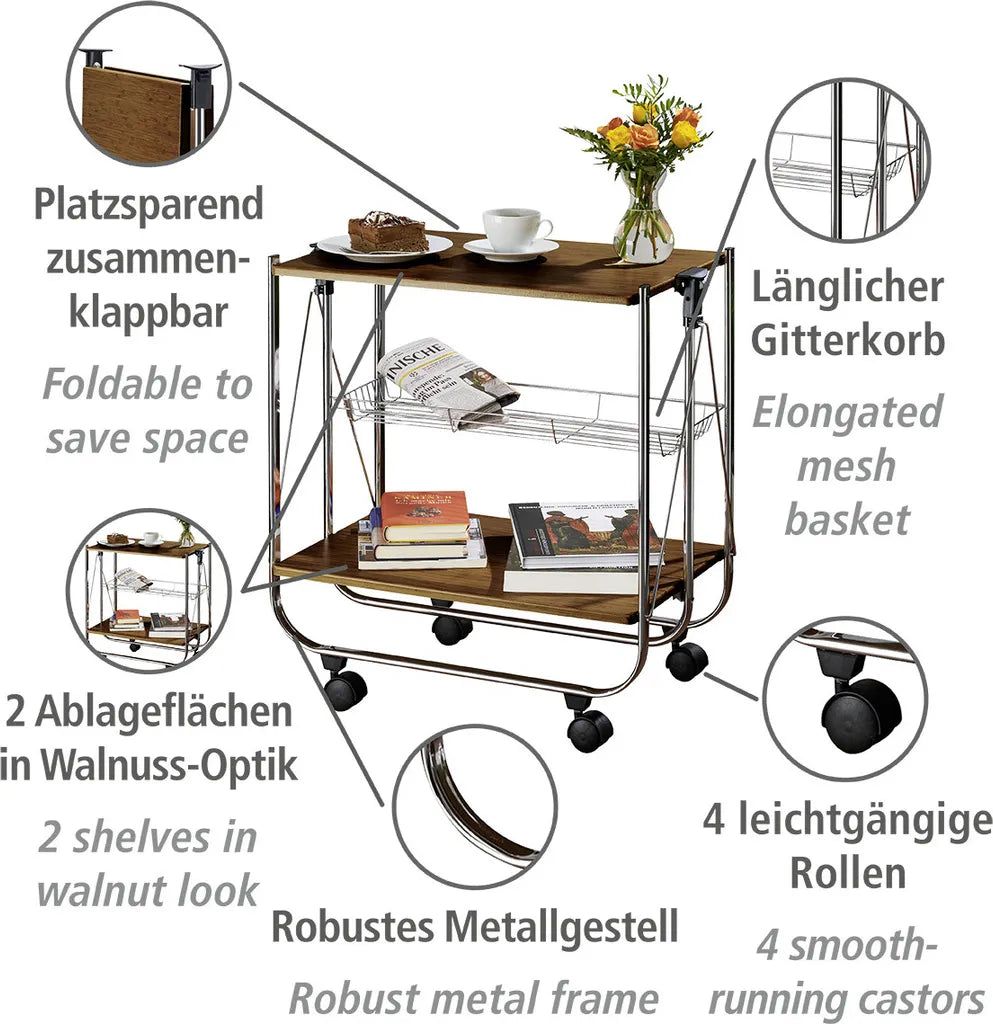 Wenko Servierwagen Dinett Deluxe Walnuss
