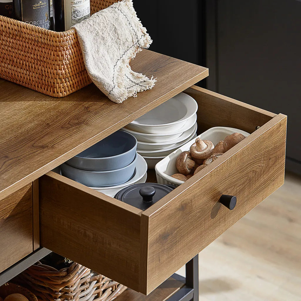  SoBuy FKW112-PF Küchenwagen Servierwagen Küchenregal Kücheninsel Flurschrank Sideboard Beistelltisch Rollwagen Industrie-Design BHT Ca.: 100x93x45cm