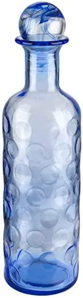  APS Glaskaraffe -ICEBLUE- /// Ø 8 Cm, H: 30 Cm, 0,8 Liter /// Glas, Blau, Silikon /// 10723