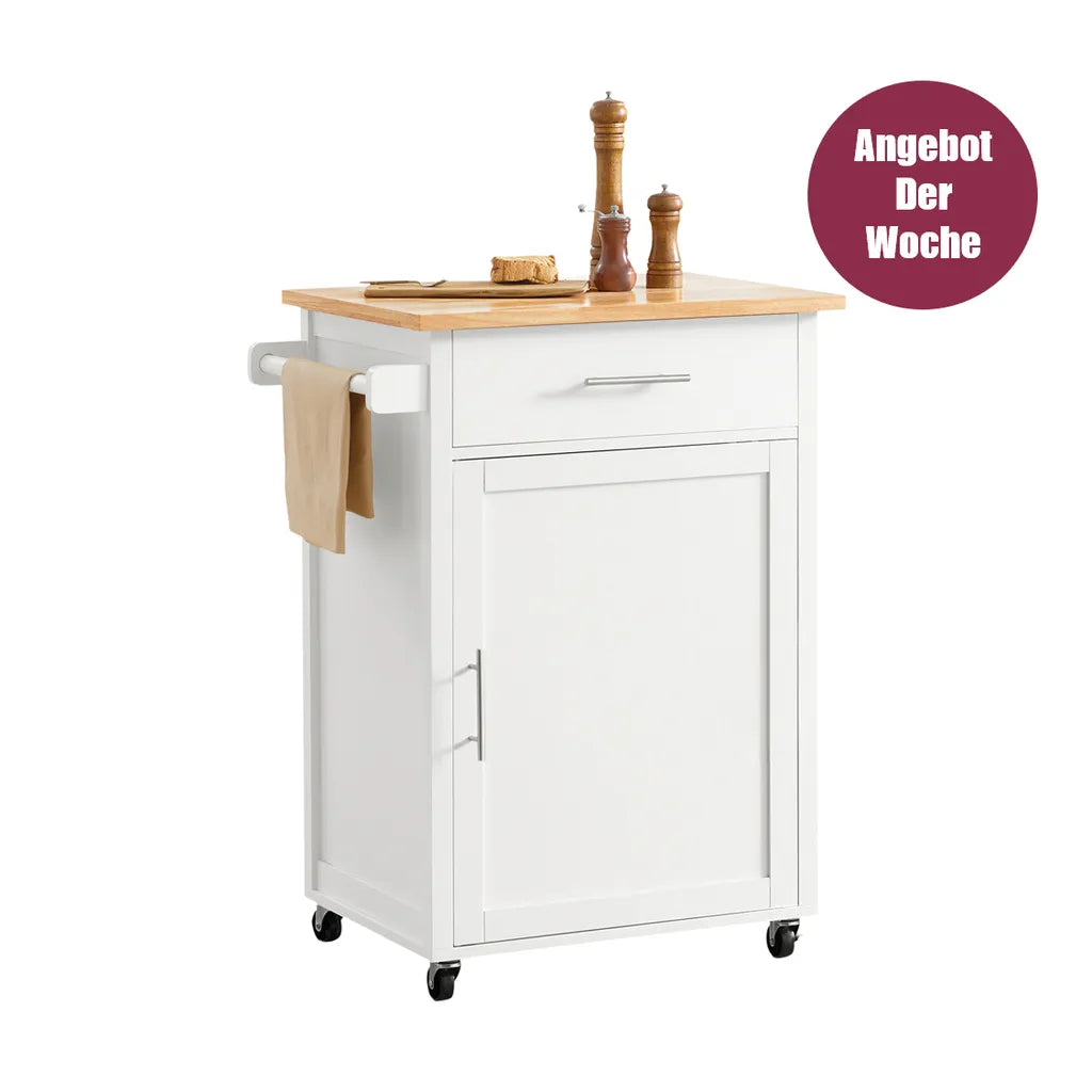  SoBuy FKW102-WN Küchenwagen Mit Arbeitsplatte Servierwagen Beistellwagen Rollwagen Getränkewagen Fürs Büro BHT Ca.: 68x90x46cm
