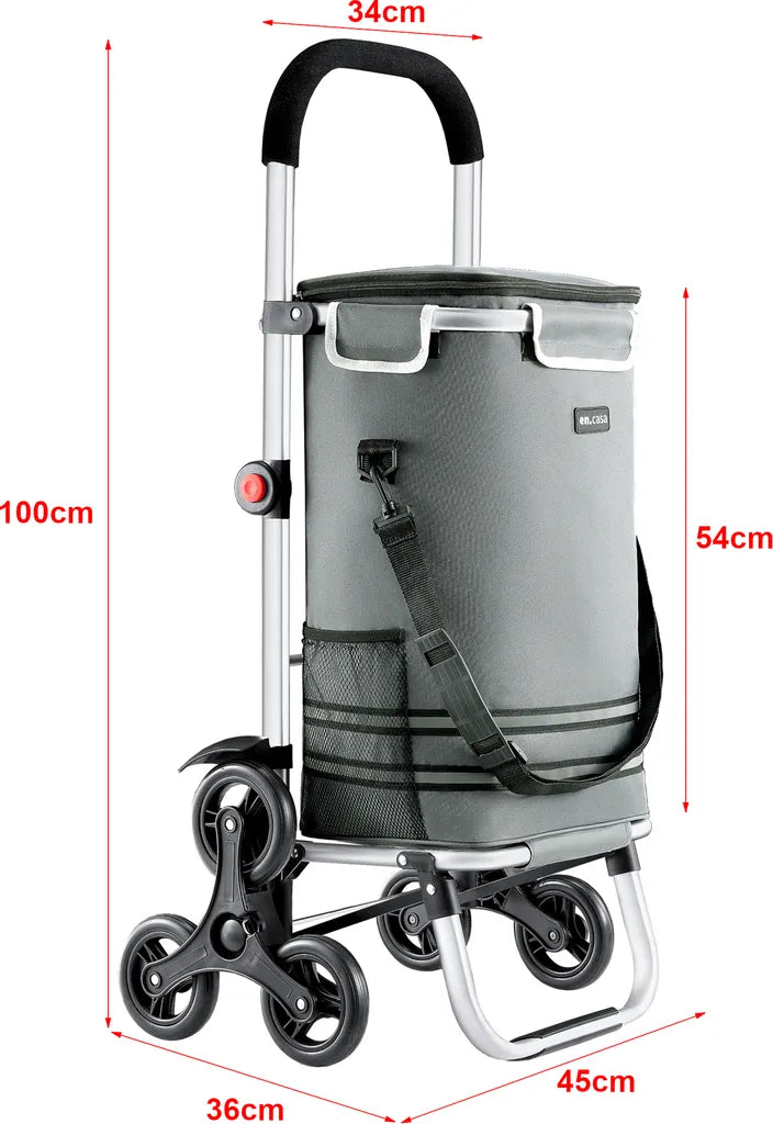  Treppensteiger Einkaufstrolley Neef Einkaufswagen Mit Thermotasche 41 Liter Bis 20 Kg Belastbar Transportwagen Mit Abnehmbarer Einkaufstasche Klappbar Dunkelgrau