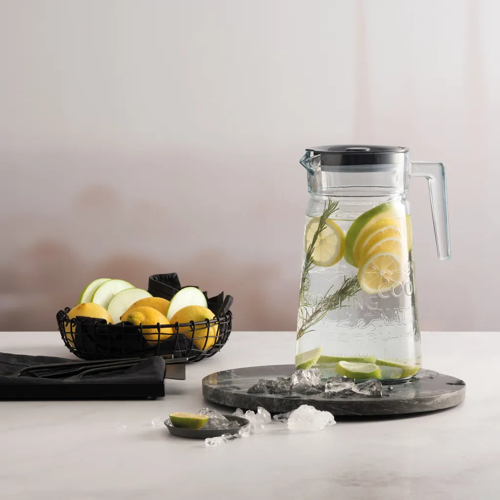 Pasabahce Glaskaraffe Krug Mit Deckel Saftkrug Wasserkrug 2L Kanne Wasser Saft City Pop