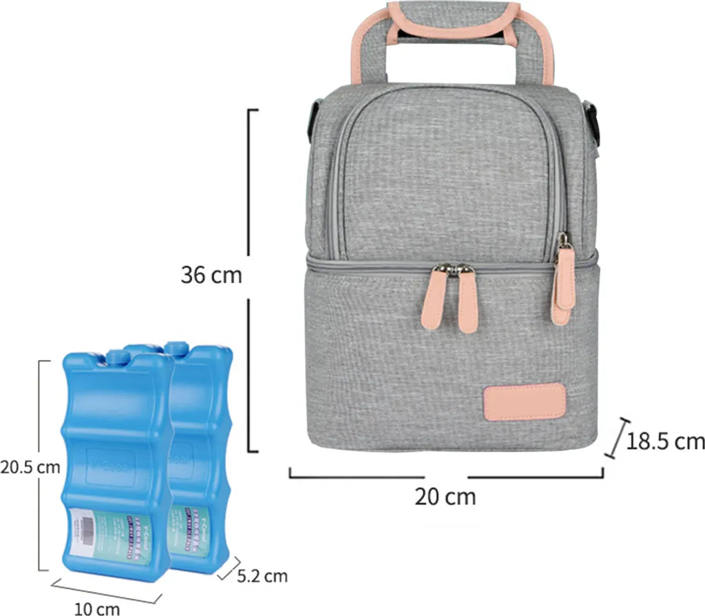  Kühltasche Für Muttermilch, Babyflasche, Wasserdicht, Für Gefrierschrank, Mama, Reiserucksack, Tragbar, Wärmeisoliert, Lunchbox Für Damen, Herren, Kinder, Große Kapazität, Handtasche,Grey