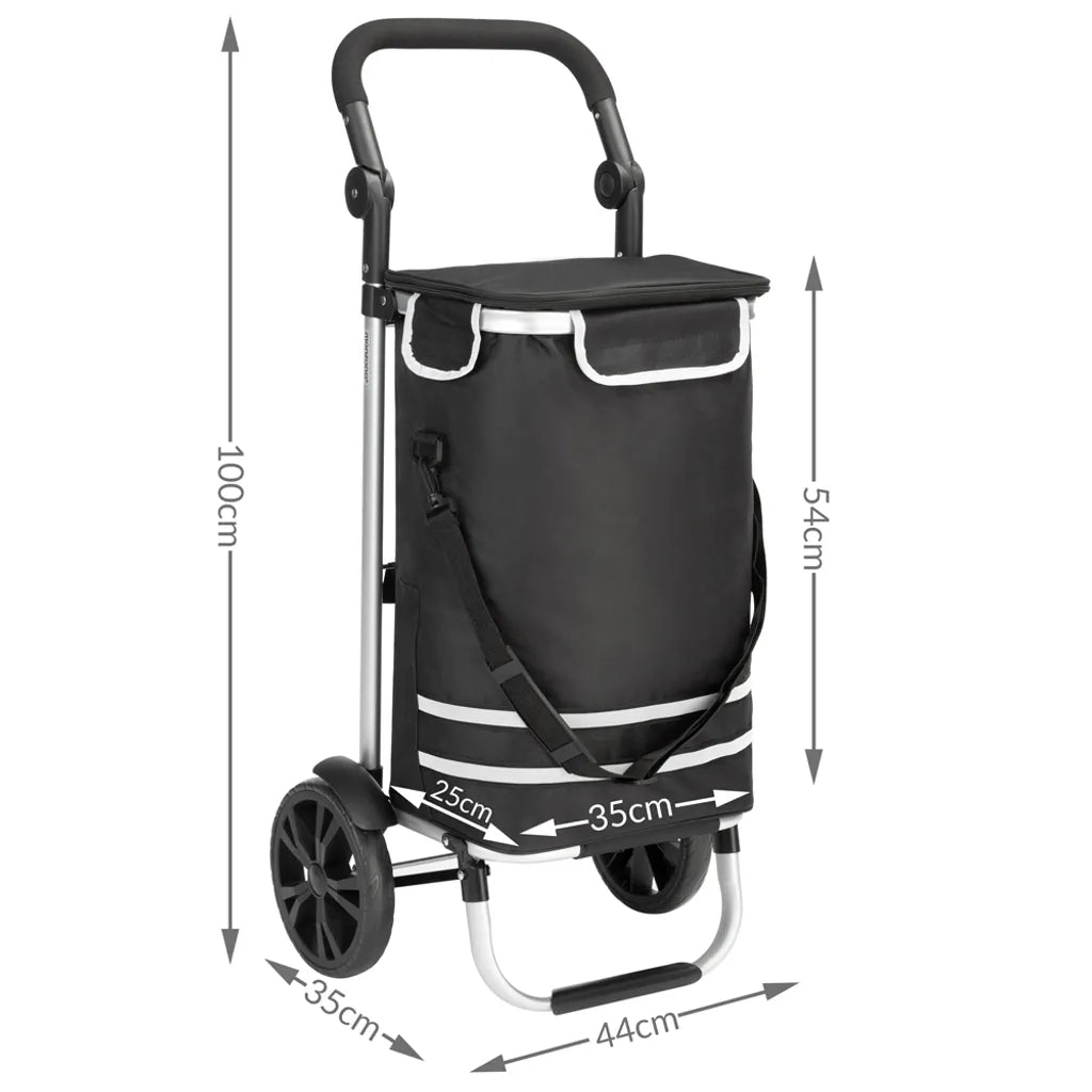  Monzana 2in1 Einkaufstrolley 56L Bis 50 Kg Klappbar Abnehmbare Tasche Handwagen Einkaufswagen Einkaufshilfe Roller, Farbe:schwarz