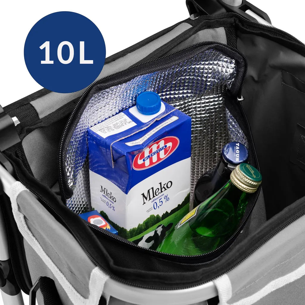  Monzana 2in1 Einkaufstrolley 30kg Klappbar Abnehmbare Tasche 6 Rollen Kühltasche Einkaufswagen Einkaufshilfe Treppensteiger , Farbe:Grau