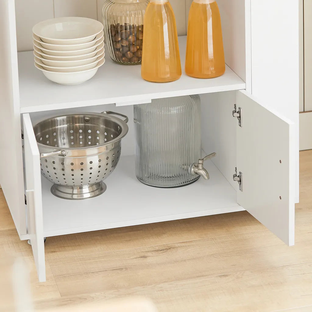  SoBuy FKW113-WN Servierwagen Küchenwagen Kücheninsel Küchenschrank Rollwagen Küchentrolley Mikrowellenschrank Küchenrollwagen Weiß BHT Ca.: 75x83x46cm