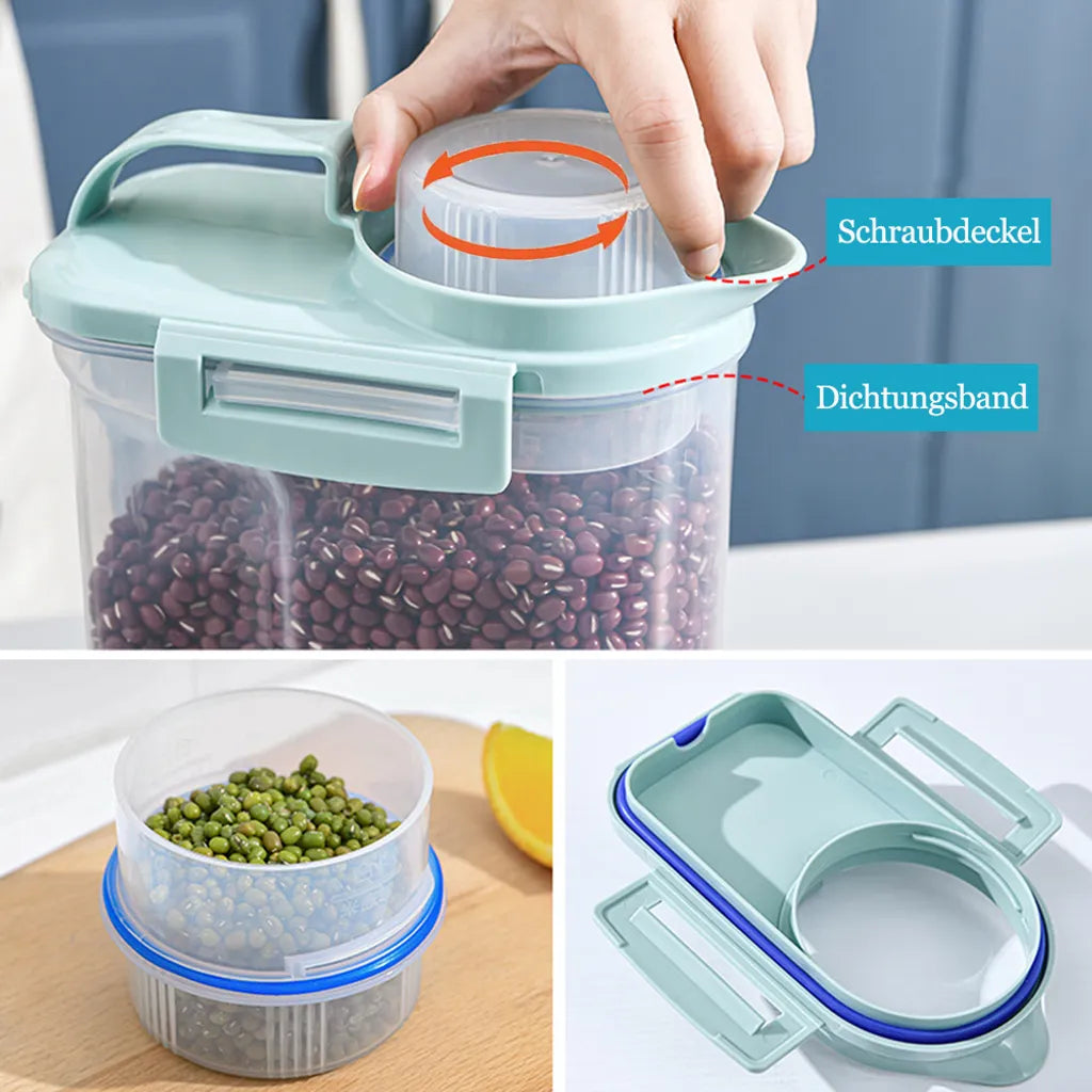 Vorratsdosen 2L Müslidosen Mit Messbecher BPA-frei Luftdicht Müsli Schüttdose Mit Deckel Kunststoff Vorratsbehälter Küche Aufbewahrungsbox Für Mehl Getreide Reis (Blau)