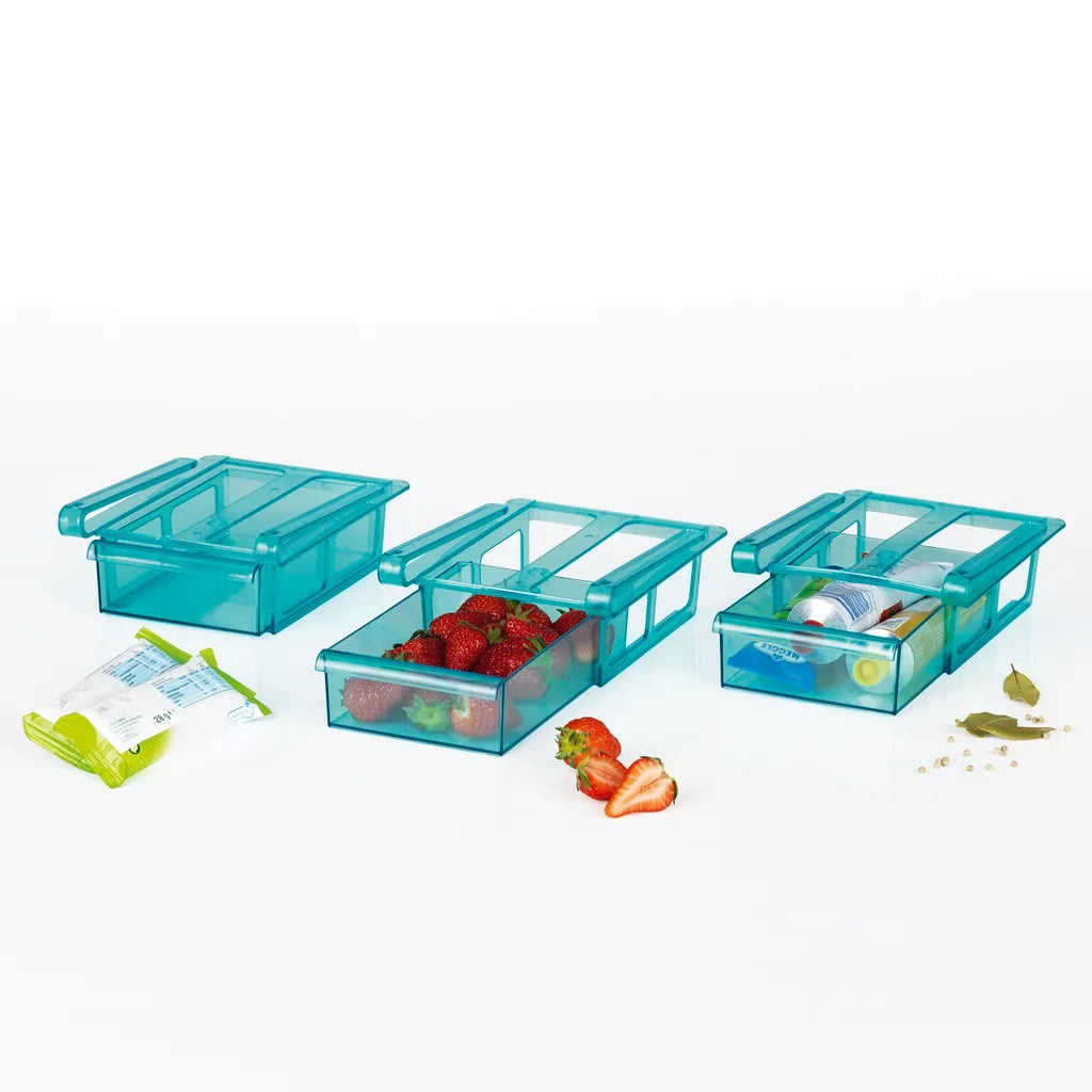  GOURMETmaxx Klemm-Schublade Für Kühlschrank, 3er-Set Schublade Klemm Kühlschrank GOURMETmaxx Zusatzfach Gemüsefach 3er-Set Ordnung