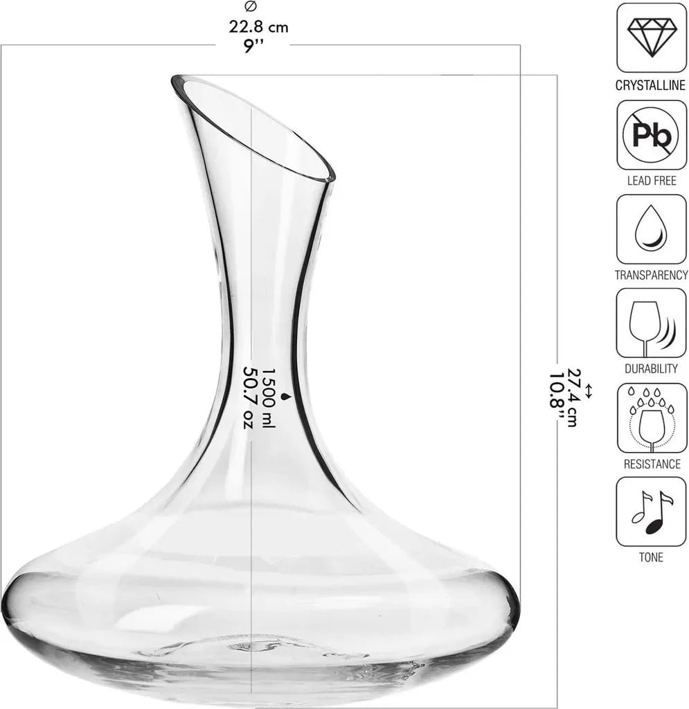  KROSNO Wein-Dekanter Wein-Karaffe | 1500 ML | Set Von 1 | Vinoteca Kollektion | Rotwein Dekantierer Dekantierkaraffe | Perfekt Für Zu Hause, Restaurants Und Partys | Zur Manuellen Reinigung
