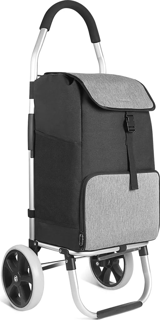  Inateck Einkaufstrolley Mit Großer Ladekapazität Und Wärmedämmungstasche, Leichte Einkaufstasche Mit Rollen, Max. Belastbarkeit 45 Kg, 45L, Schwarz