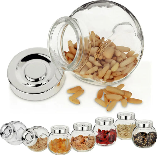  8tlg Vorratsdosenset Rosa 200 Ml Bonboniere Gewürzglas Schraubdeckel Silber Aufbewahrung Kräuter