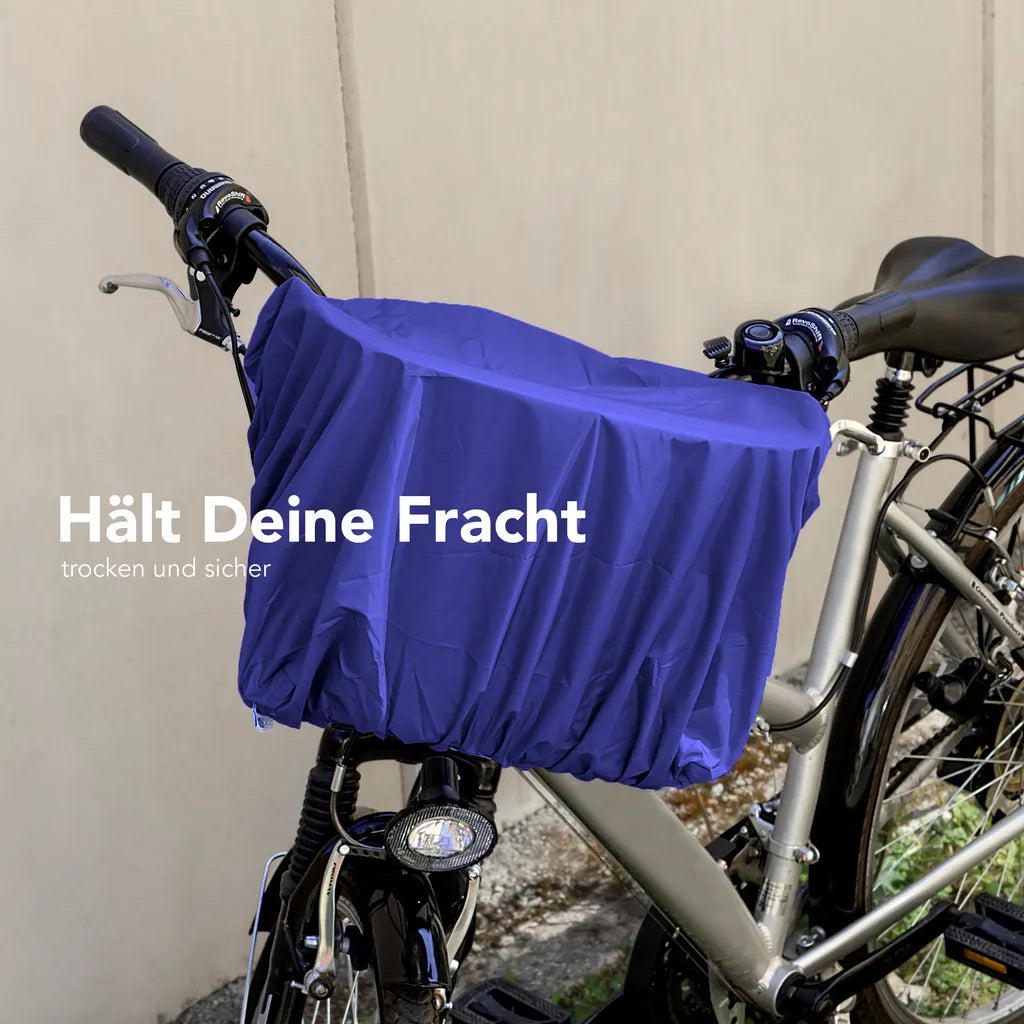  EAZY CASE Fahrradkorb Regenschutz, Wasserfester Korbüberzug, Schutzhülle, Korbabdeckung Wasserabweisend, Regenüberzug Für Fahrradkorb Elastisch, Schutzhaube Für Regen, Dunkelblau, Blau