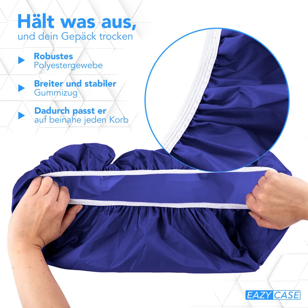  EAZY CASE Fahrradkorb Regenschutz, Wasserfester Korbüberzug, Schutzhülle, Korbabdeckung Wasserabweisend, Regenüberzug Für Fahrradkorb Elastisch, Schutzhaube Für Regen, Dunkelblau, Blau