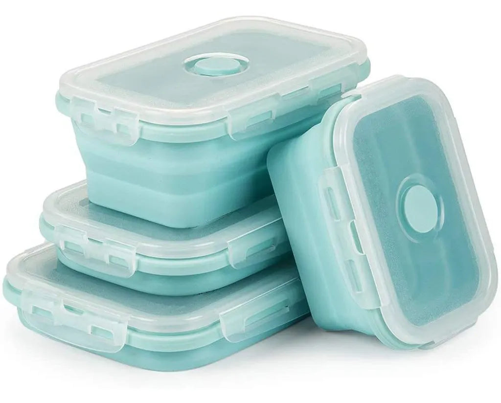  Faltbare Frischhaltedosen, 4 PCS Kitchen Vorratsdosen Set Faltbare Brotbox Silikon Zusammenklappbaren Container, Camping Schüssel Faltbar Set, Frischhalteboxen Für Kühlschränke
