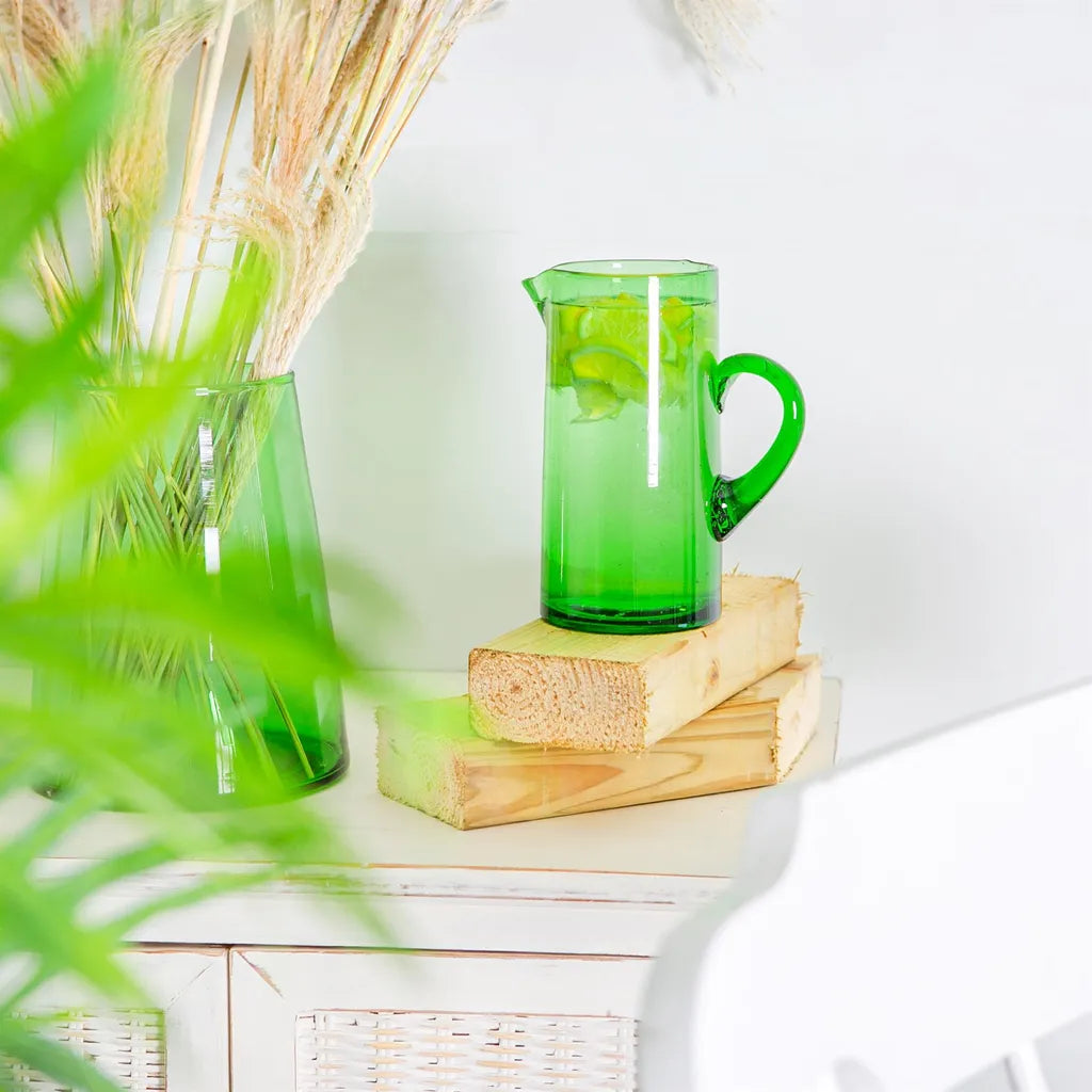  Nicola Spring Jebel Recycled Glaskanne - Wasser, Saft Karaffe - 1L - Grün