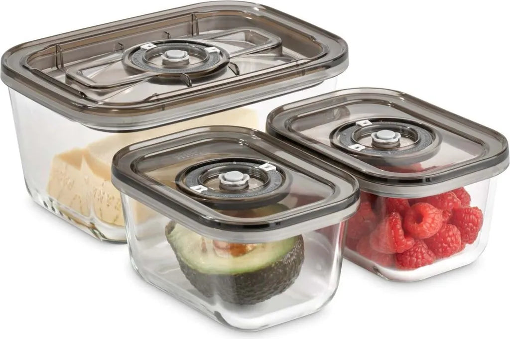  Caso Vakuum-Frischebehälter 3er Set - Für Platzsparende Aufbewahrung (1er Pack)