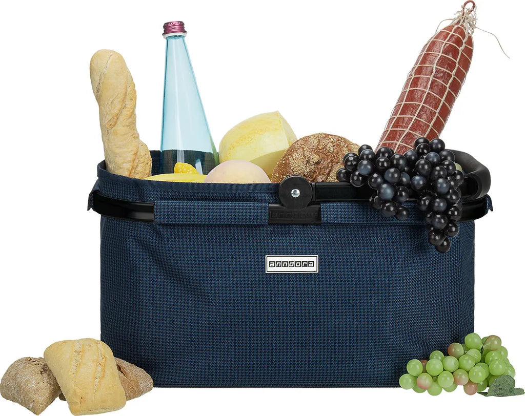  Anndora Einkaufskorb - Henkelkorb Blau Hahnentritt48 Cm Breit - Hahnentritt