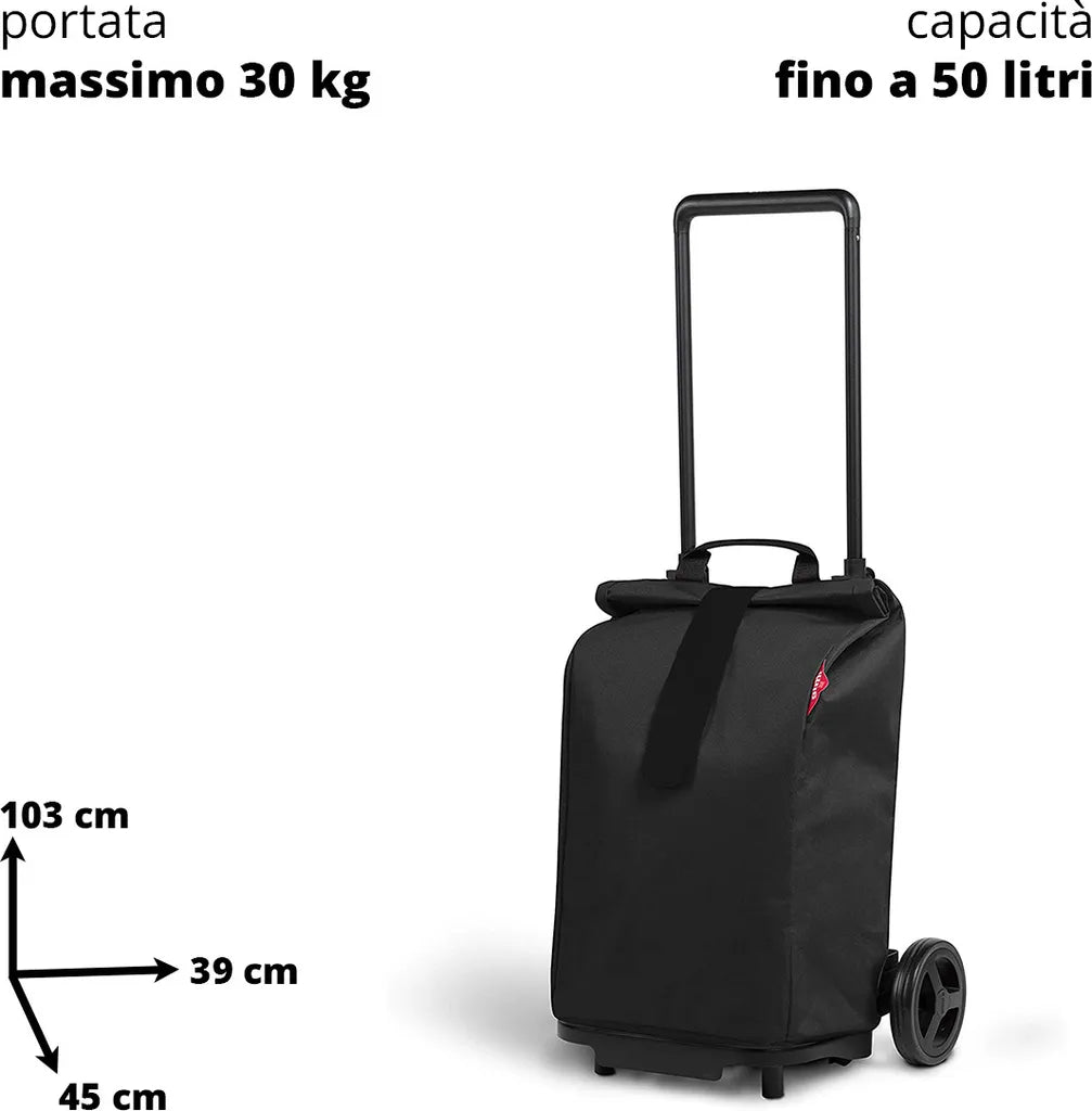  Gimi Einkaufstrolley Sprinter Aus Stahl/Kunststoff/Polyester In Farbe Schwarz, 50 L, Tragkraft 30 Kg