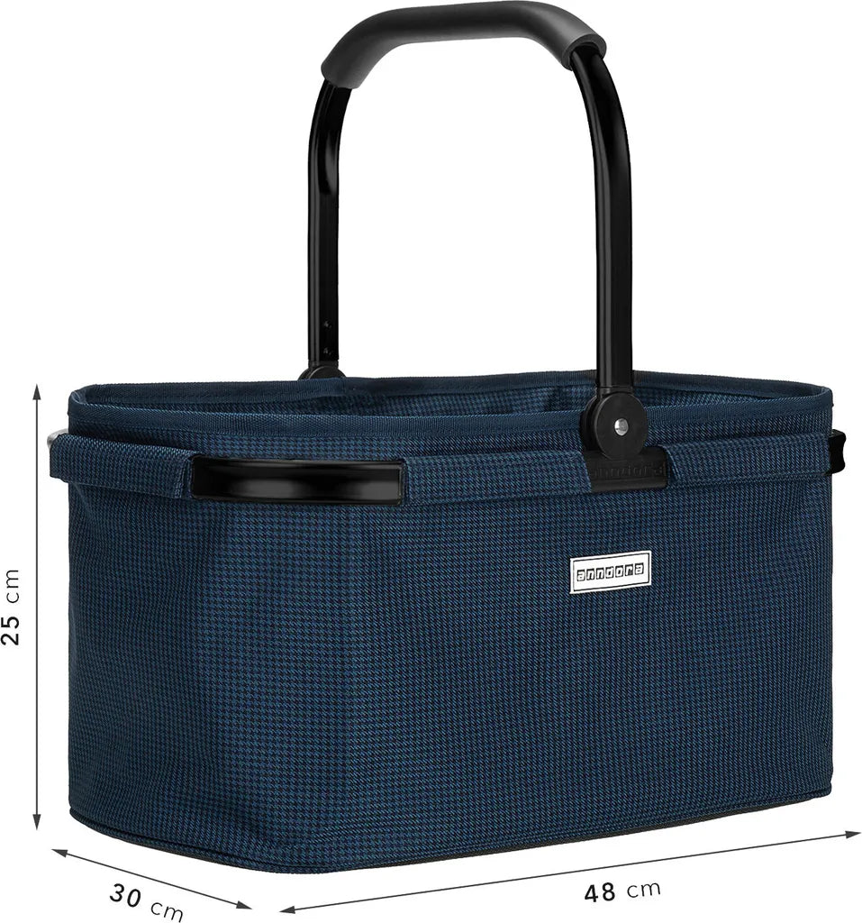  Anndora Einkaufskorb - Henkelkorb Blau Hahnentritt48 Cm Breit - Hahnentritt