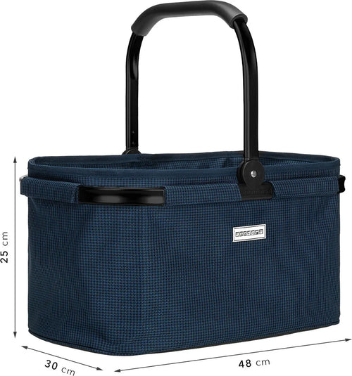  Anndora Einkaufskorb - Henkelkorb Blau Hahnentritt48 Cm Breit - Hahnentritt