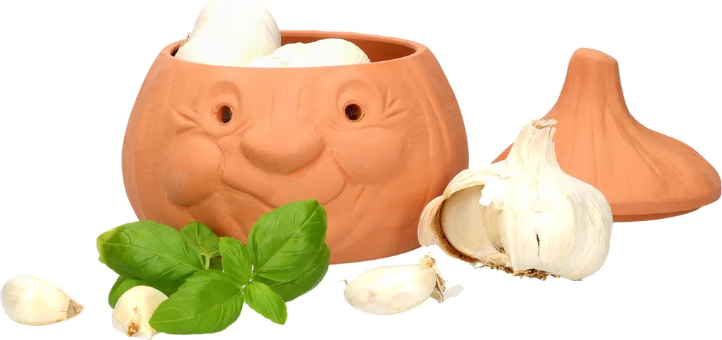  Mambocat 3tlg. Terrakotta-Töpfe Set Knoblauchtopf + Zwiebeltopf + Kartoffeltopf Vorrats-Dosen