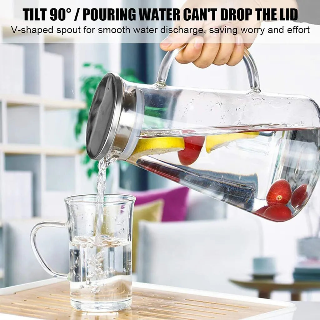 1500ml Wasserkaraffe Wasserkrug Karaffe Glaskrug Glaskaraffe Mit Edelstahl Filter Glas Kaltwasserkocher Karaffen