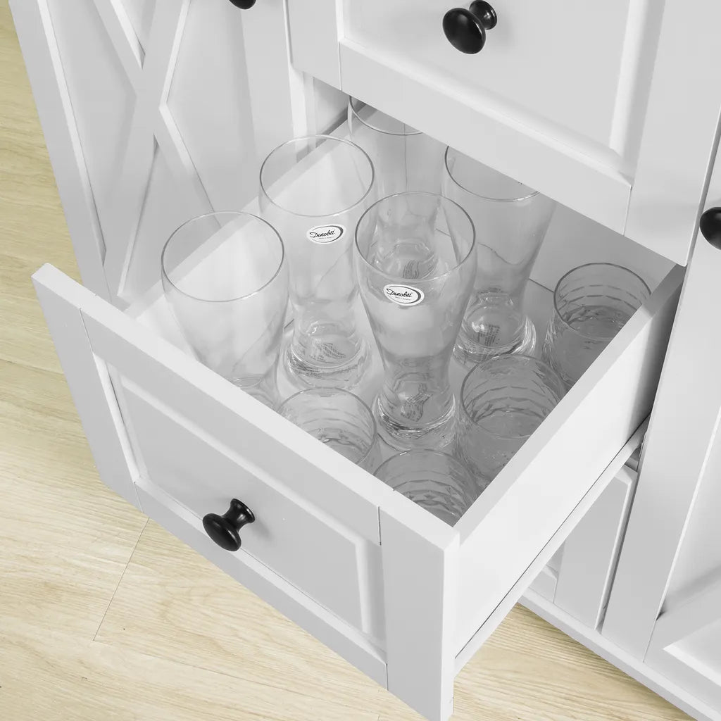  SoBuy FKW96-WN Kücheninsel Mit Arbeitsplatte Küchenwagen Mit 2 Türen Küchenschrank Mit 3 Schubladen Sideboard Weiß BHT Ca.: 116x93x46cm