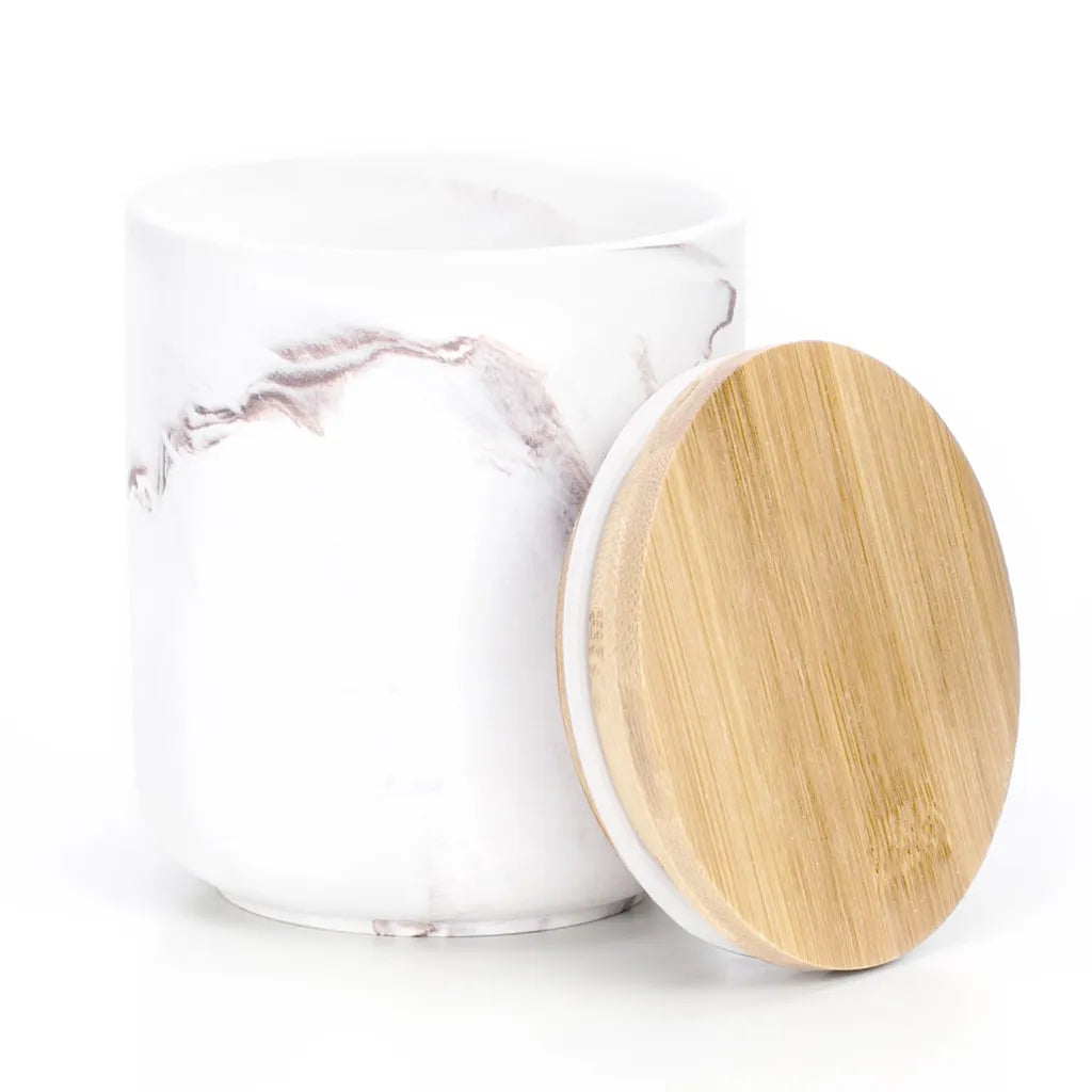  Vorratsdose Keramik Marmor Optik Behälter Aufbewahrung 8,5 X 8,5 X 9,5 Cm Taupe