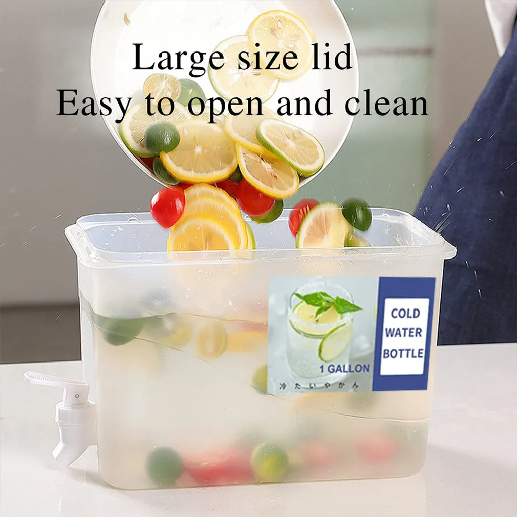  Getränkespender Aus Kunststoff, Getränkespender Mit Zapfen, 3.5L/ 5L L Eissaft, Limonadenspender Für Party, Täglicher Gebrauch, Milchspender Für Kühlschrank Gallone, Kleiner Wasserspender,3,5 L