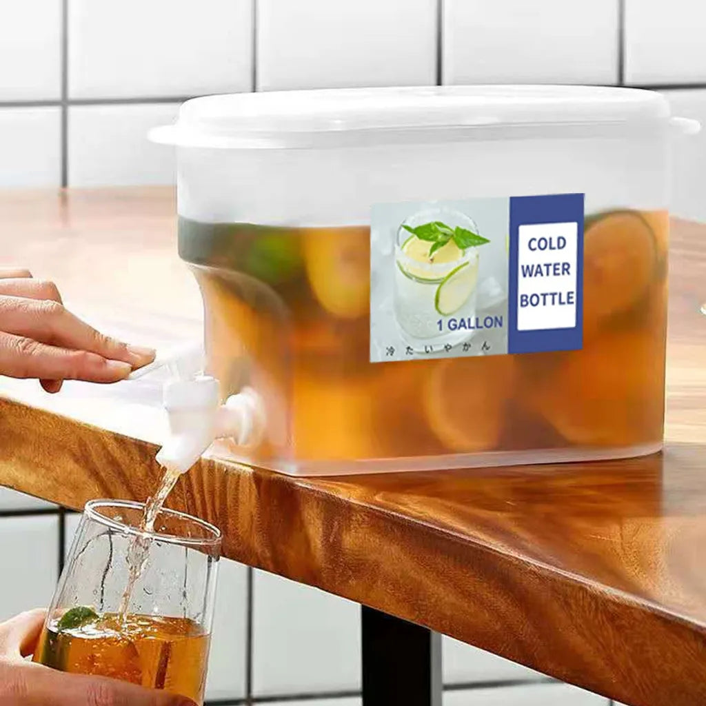  Getränkespender Aus Kunststoff, Getränkespender Mit Zapfen, 3.5L/ 5L L Eissaft, Limonadenspender Für Party, Täglicher Gebrauch, Milchspender Für Kühlschrank Gallone, Kleiner Wasserspender,3,5 L