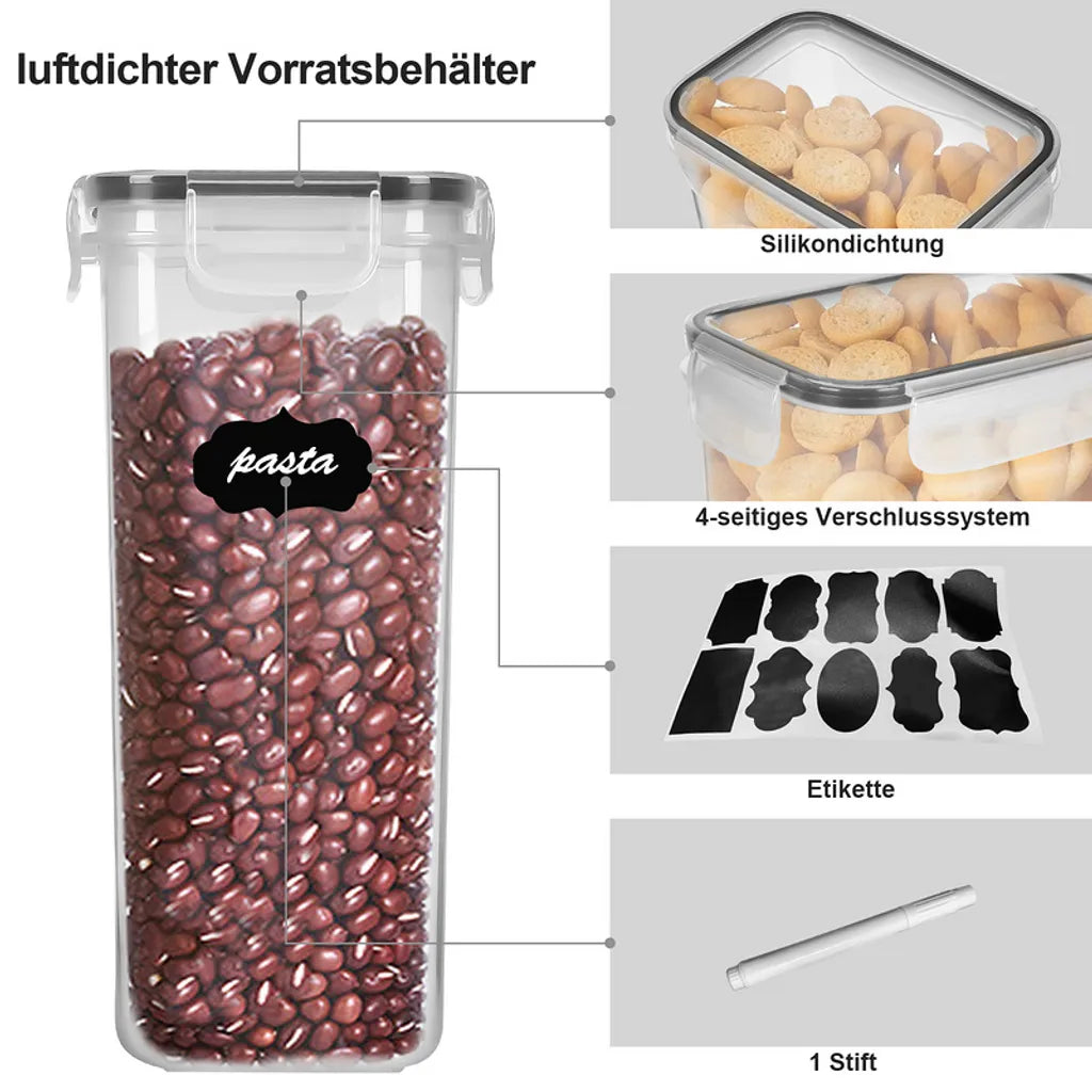  Lospitch 8er Set Vorratsdosen Müsli Behälter Mehl Nudel Schüttdose Pasta Lebensmittel