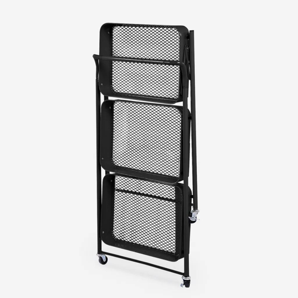  Klappbarer Küchenwagen 3 Etagen Griff Räder Pikas PlusFarbe: Schwarz, Höhe (cm): 89, Breite (cm): 46, Tiefe (cm): 29,5, Zusammensetzung: POWDER COATED IRON, Modelle: PIKAS PLUS, Länge (cm): 29