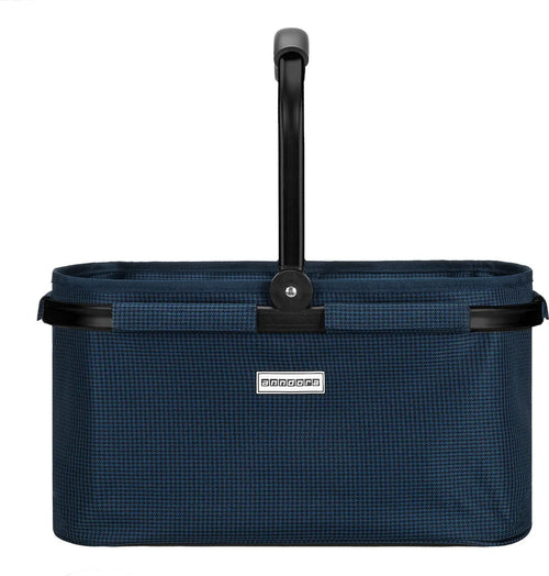  Anndora Einkaufskorb - Henkelkorb Blau Hahnentritt48 Cm Breit - Hahnentritt