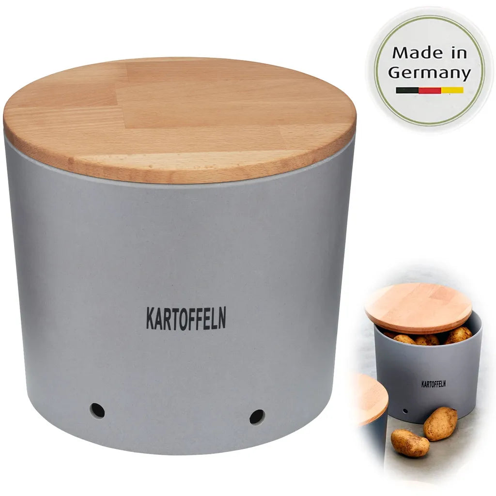  LS-LebenStil Natur Design Holz Kartoffeltopf 23x20cm Mad E In Germany Grau Silber