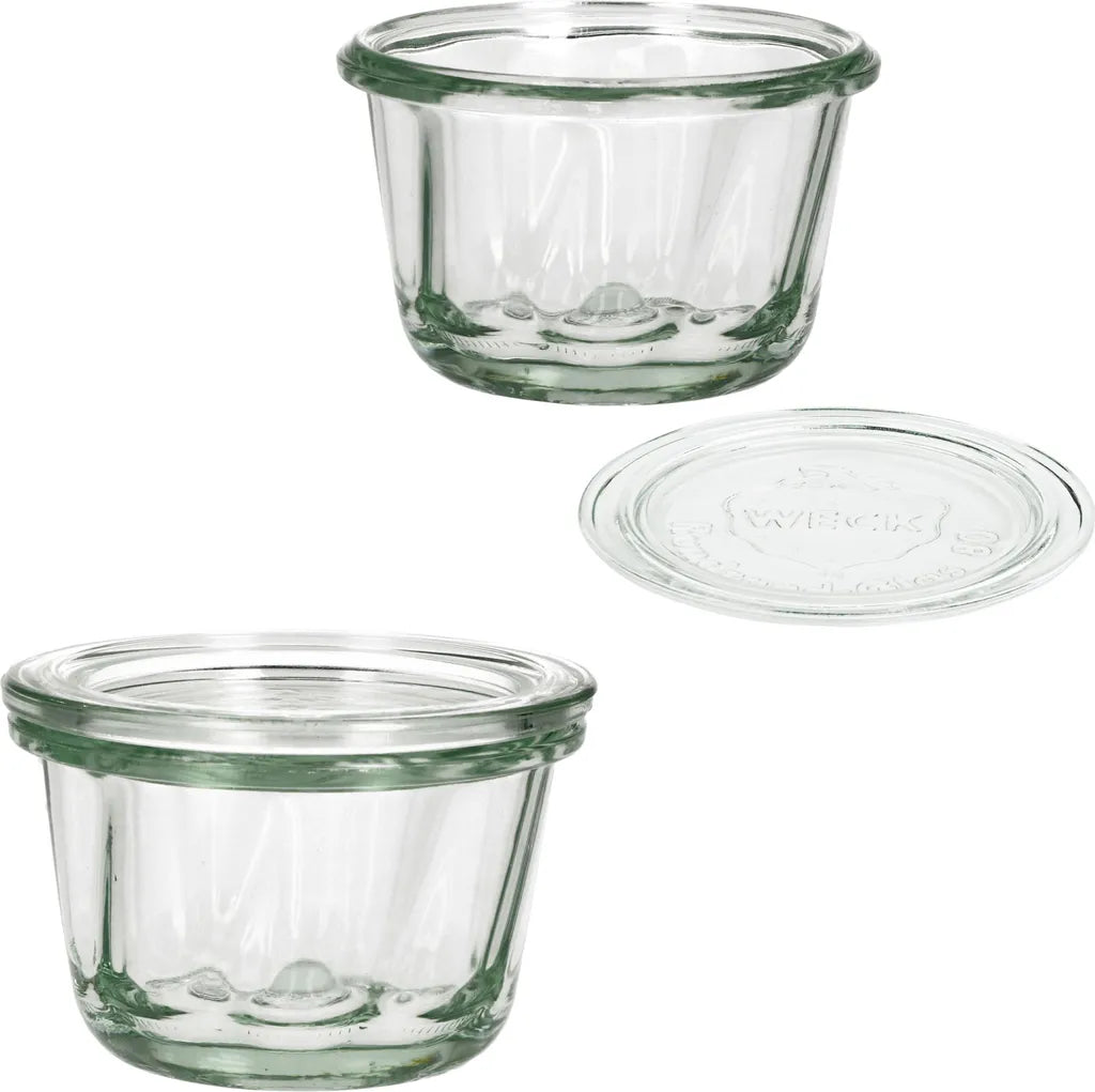  12er Set WECK Gugelhupf Glas Sturz-Form 165ml + 12x Glas-Deckel + Heft