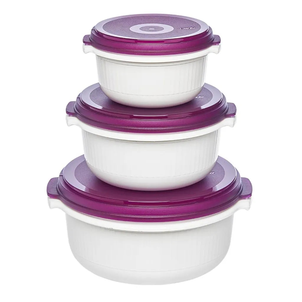  Emsa Micro Family Starter Set, Weiß/Brombeer, 0,5/1,0/1,5 L, 508455