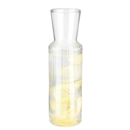  APS Glaskaraffe -LINES- /// Ø 8 Cm, H: 27 Cm, 0,9 Liter /// Glas, Deckel Aus Kork /// /// 10738
