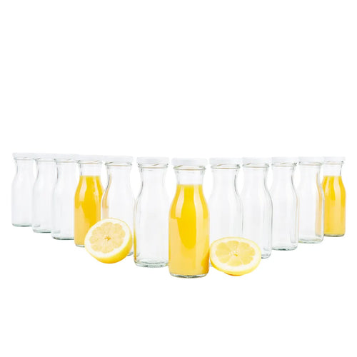  12er Set Saftflasche 150ml Twist-Off Deckel TO43 Weiß Karaffe Vorratsglas Flaschen Aufbewahrung