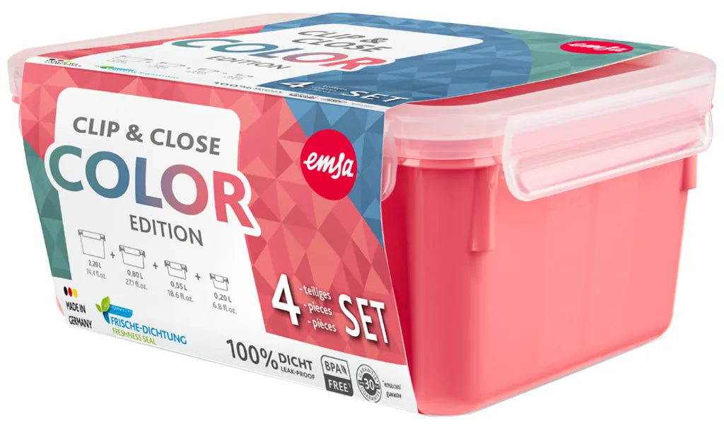  Emsa CLIP & CLOSE Colour Edition Grün 4er Set (0,2 / 0,55 / 0,8 / 2,2)