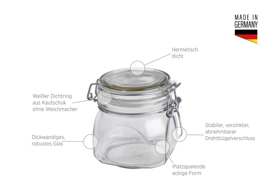  Mäser 931161 Gothika Einmachglas Mit Deckel, 300 Ml, Vorratsgläser Mit Bügelverschluss, Klar (6er Pack)