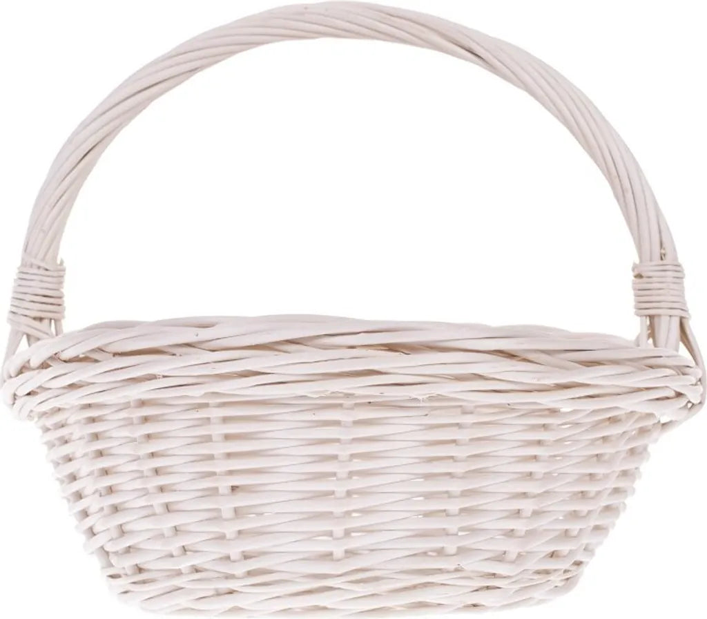  Einkaufskorb Aus Weide, Bügelkorb Creme 43x36 H17/35 Cm
