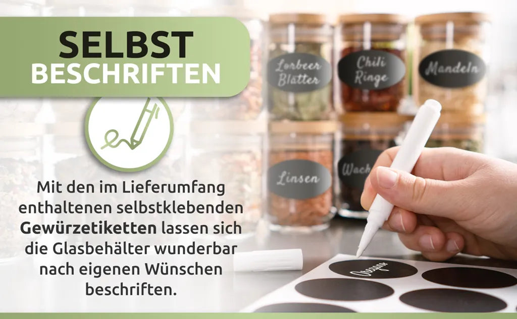 PORADA 12 Stapelbare Gewürzgläser Set 150ml Glasbehälter Mit Deckel Aufbewahrung Küche Gewürzdosen Vorratsdosen Glas Mit Deckel Aufbewahrungsgläser Küchenorganisation Aufbewahrung…