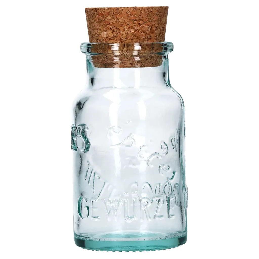  6 Runde Gewürzgläser 125 Ml + Naturkorkdeckel Glasdosen Vorratsbehälter Recyceltes Aufbewahrung